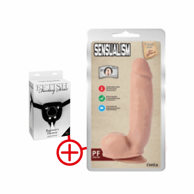 Combo Arnés + Dildo Sensualism + Arnés 21 cm